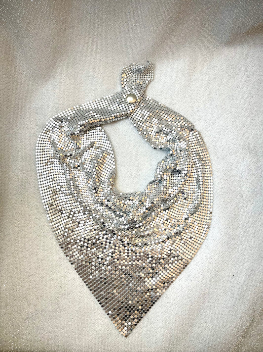 Silver Mesh Metal Scarf Necklace