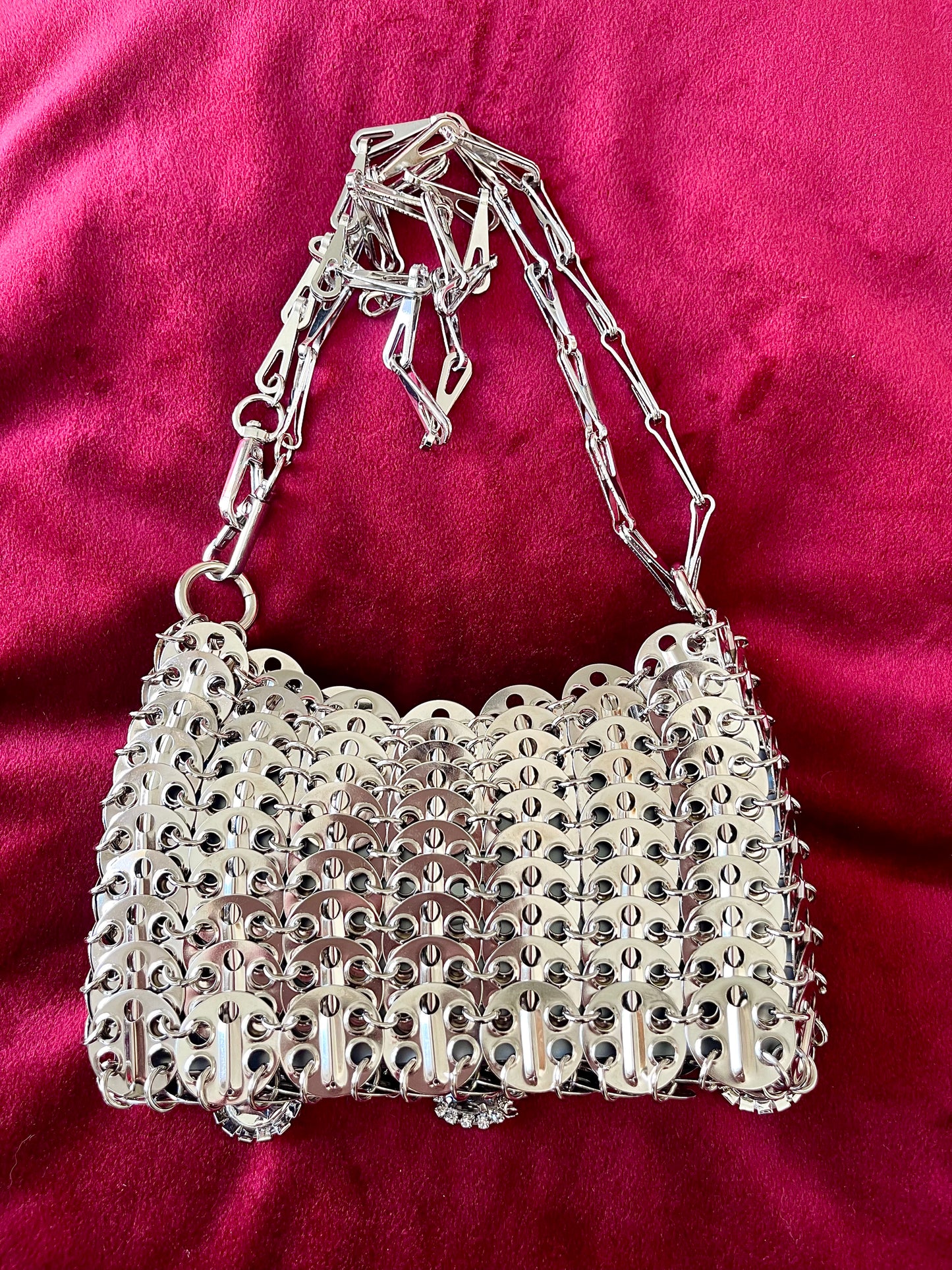 Metal Crystal Charms Bag Phone Holder Style Paco Rabanne