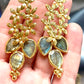 Gold Flower Pendant Earrings Labradorite Stones