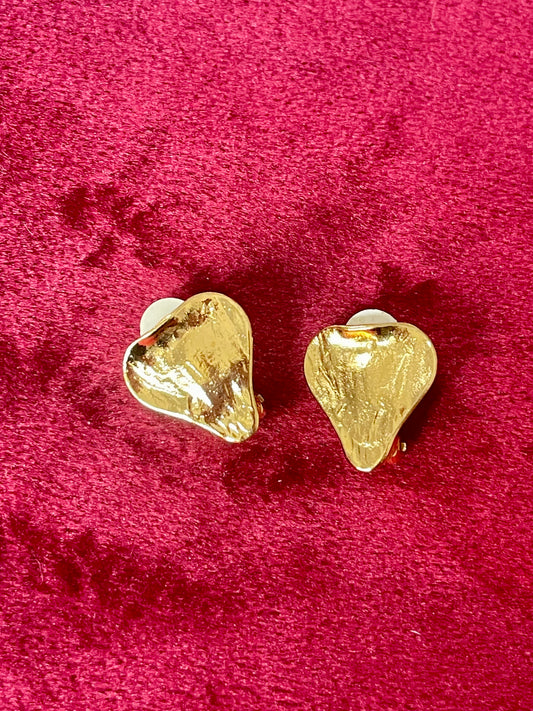 Mini boucles d'oreilles Arty Heart Yves Saint Laurent authentiques années 80
