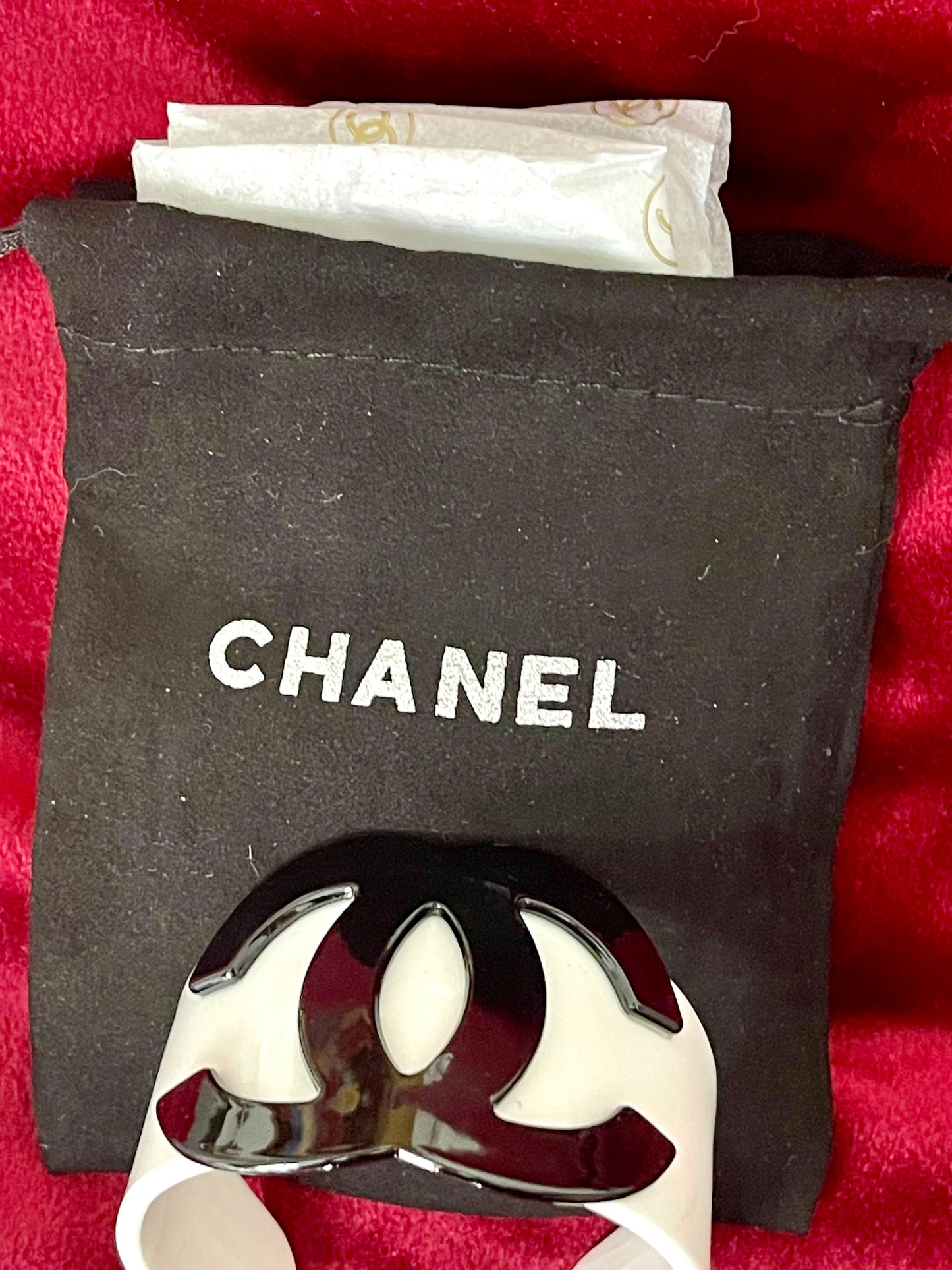 Plastic Chanel Monogram Cuff Bracelet