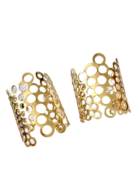Set of 2 Vintage Paco Rabanne Gold Metal Cuff Bracelets – Inspired by Lady Million Perfume