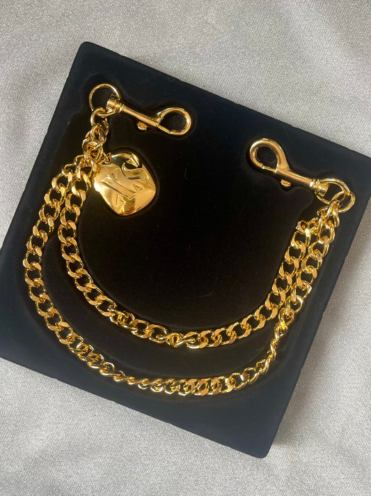 Reacondicionado con collar de cadena XS negro de Paco Rabanne en oro amarillo de 18 quilates