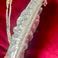 View of the bottom side of the One of a kind handmade Paco Rabanne repurposed silver pixel mesh bag