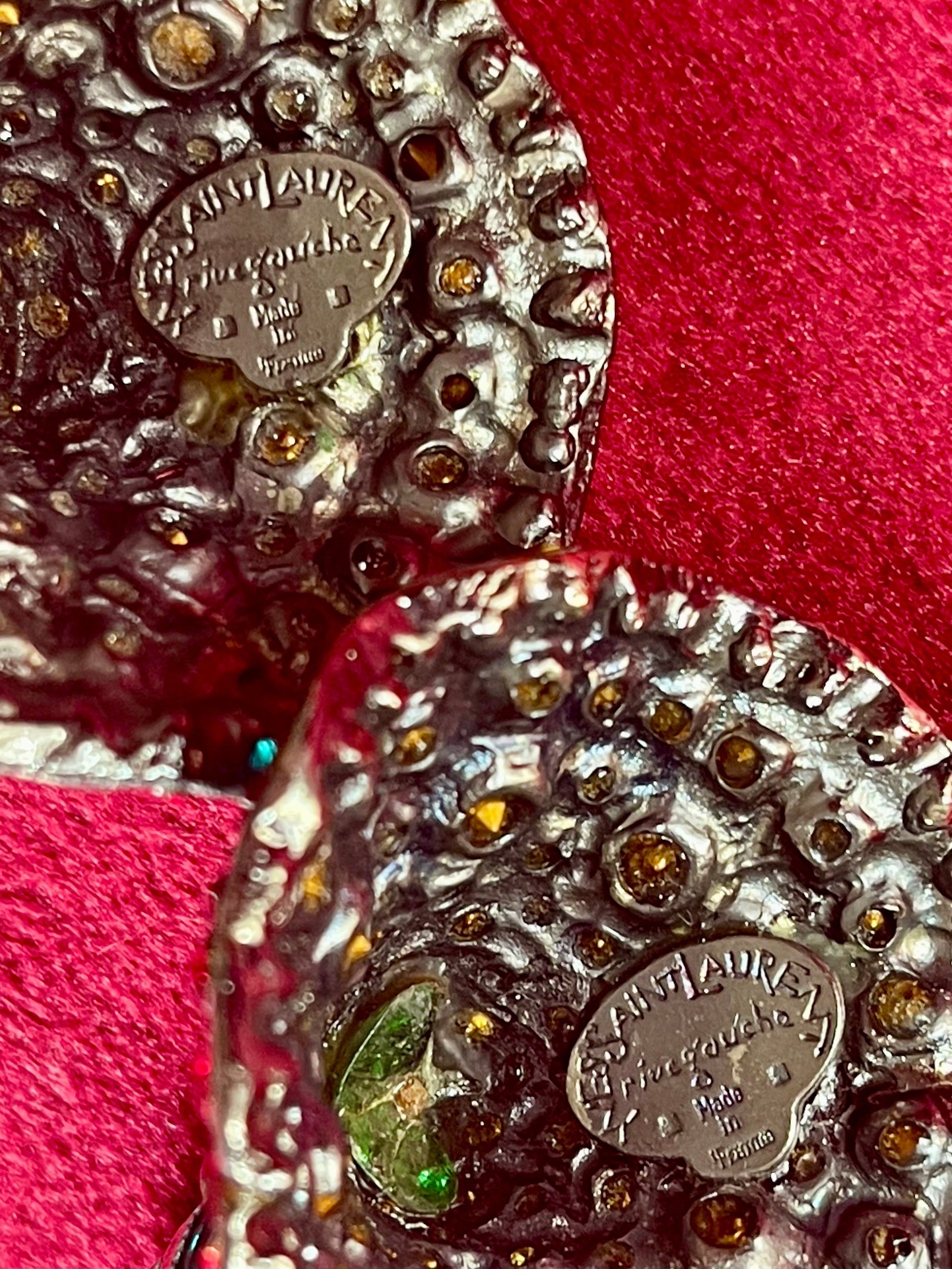 Made in France Yves Saint Laurent close up at the signature showing the authenticity of rare pair collectors item 
