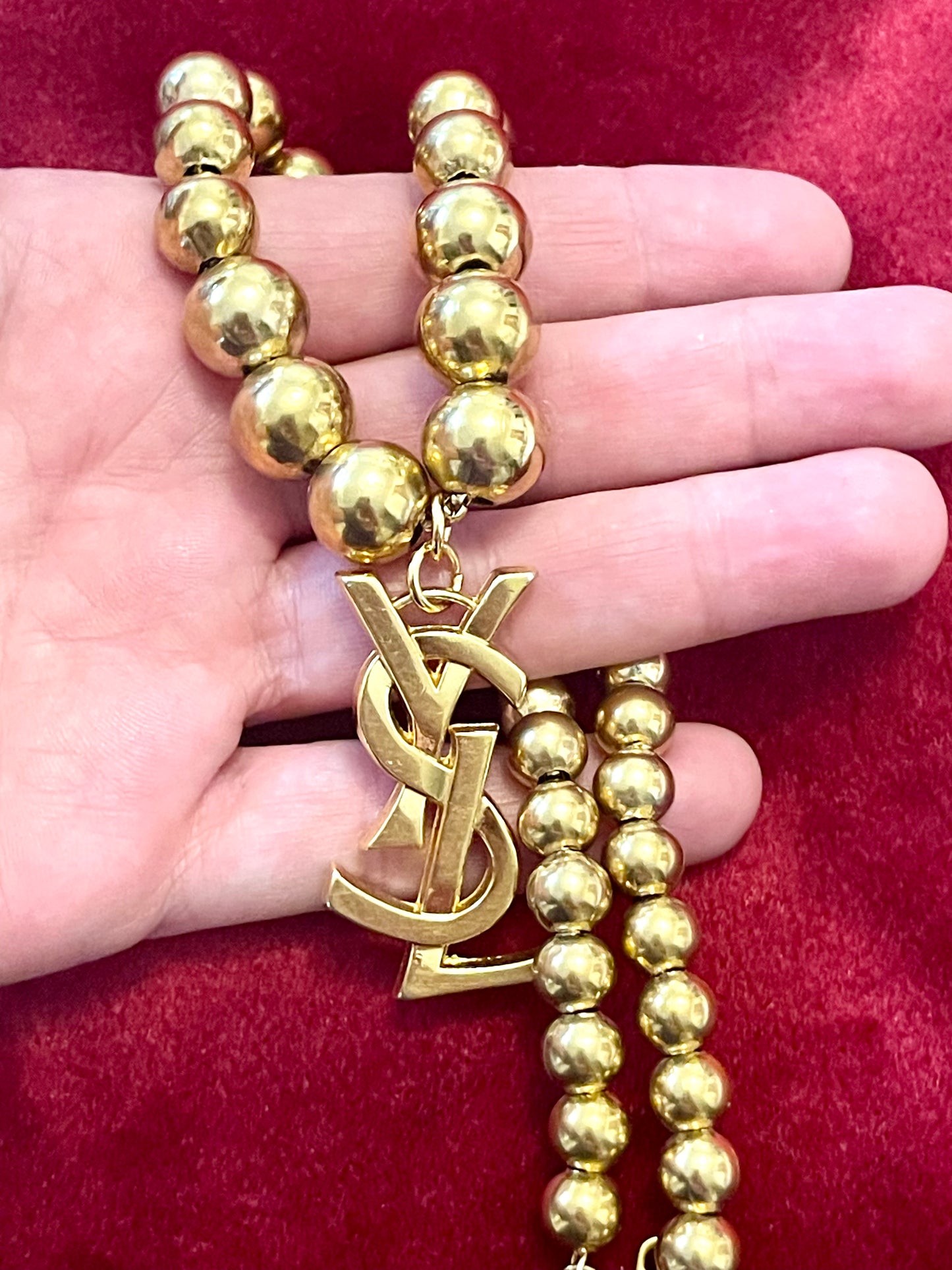 YSL Gold Vintage Charm Pendant Necklace