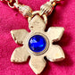 Rare Authentic Vintage Gold Flower Blue Rhinestone Yves Saint Laurent Brooch Pendant