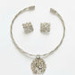 white gold plated vintage Yves saint laurent set necklace and earrings