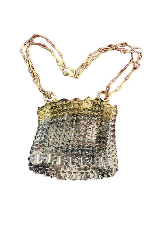 Bolso De Metal Con Diseño Brillante En Dos Tonos Estilo Paco Rabanne