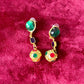 Gold Metal Resin Drop Earrings Multi Colored