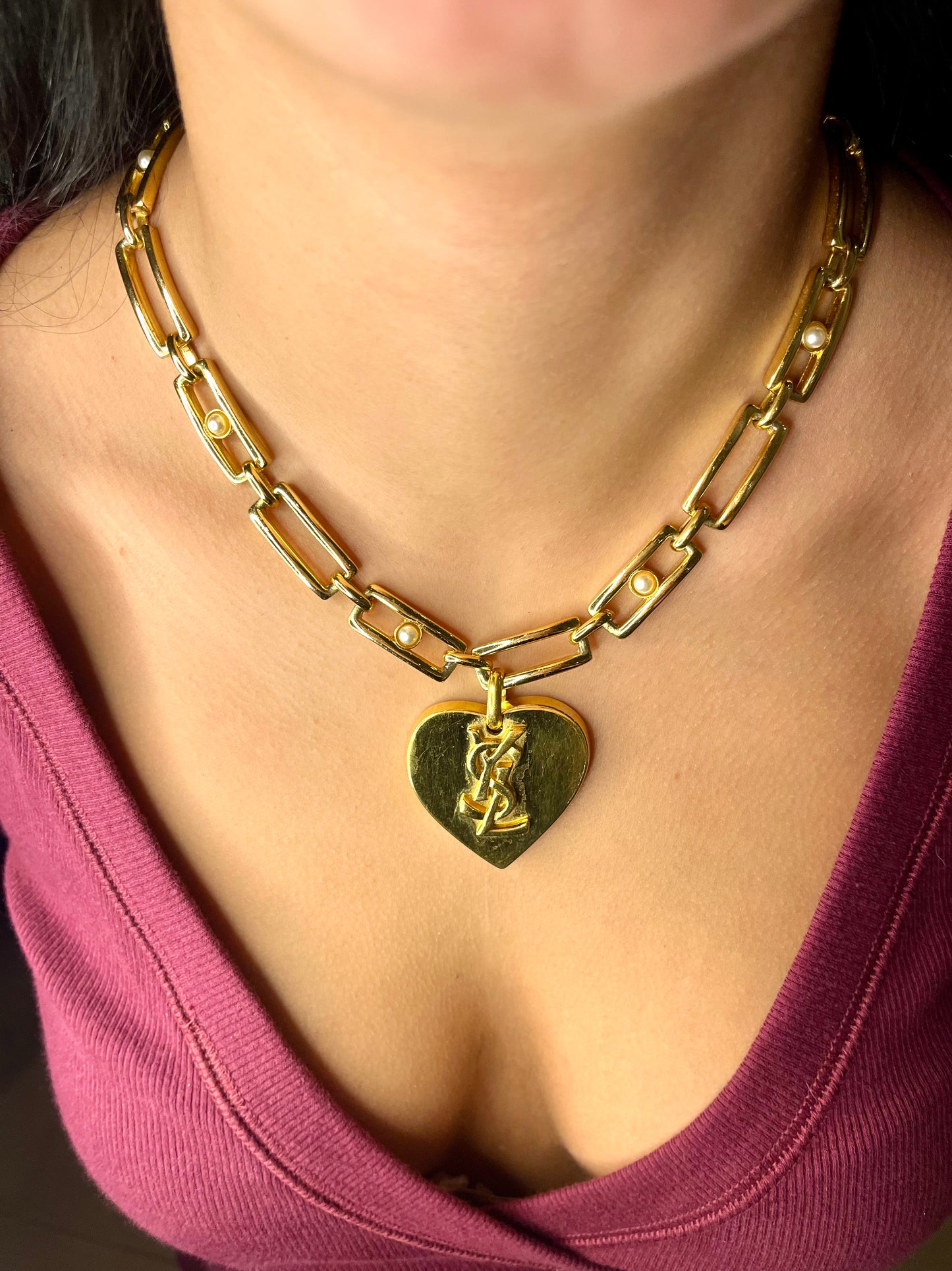 Vintage Yves Saint Laurent Authentic Heart Pendant Orena Necklace