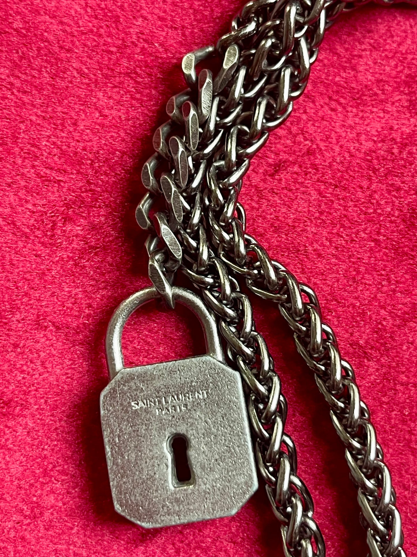 Saint Laurent Lock Charm Upcycled Necklace – Vintage Keychain Pendant