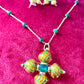 Green Agate Necklace Vintage Cross Design Enameled Jewelry Set Inspiration 90’s Yves Saint Laurent