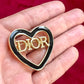 Vintage Black Enamel Dior Heart Brooch