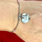 Worn on hand Vintage Dior silver tone rose beads chain bracelet with D charm signed 