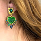 Strong Green Heart Resin Metal Earrings