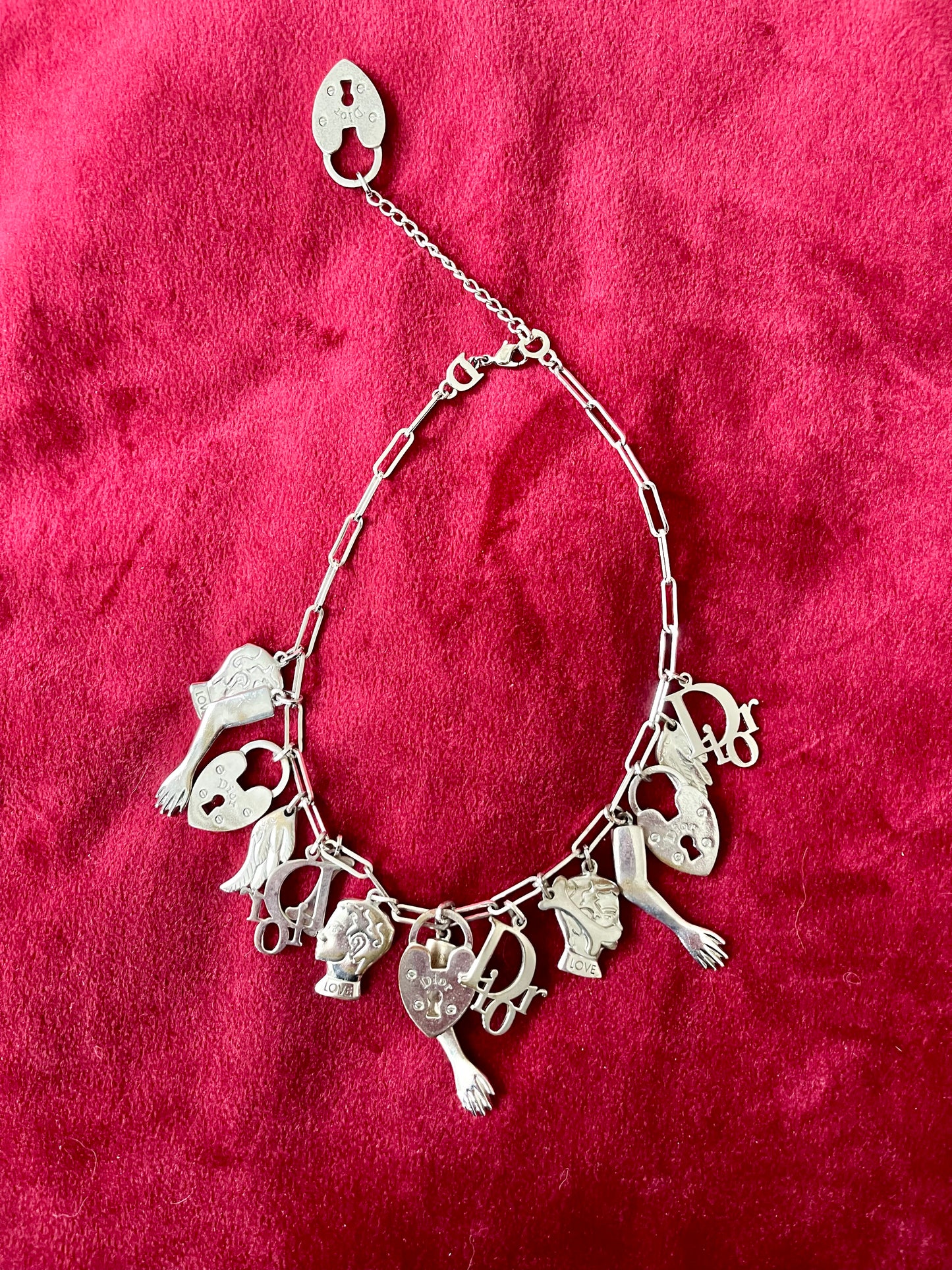 Collier à breloques Dior Vintage en argent