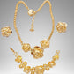 Rare Flower Vintage Yves Saint Laurent Gold Plated Jewelry Set – Necklace, Bracelet & Earrings – Signed YSL, Made in France