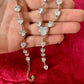 Long Silver Rhinestones Heart Necklace Bracelet Set