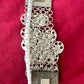 Approximately 17 cm length Paco Rabanne silver-tone statement bracelet details back view using a measuring tape 