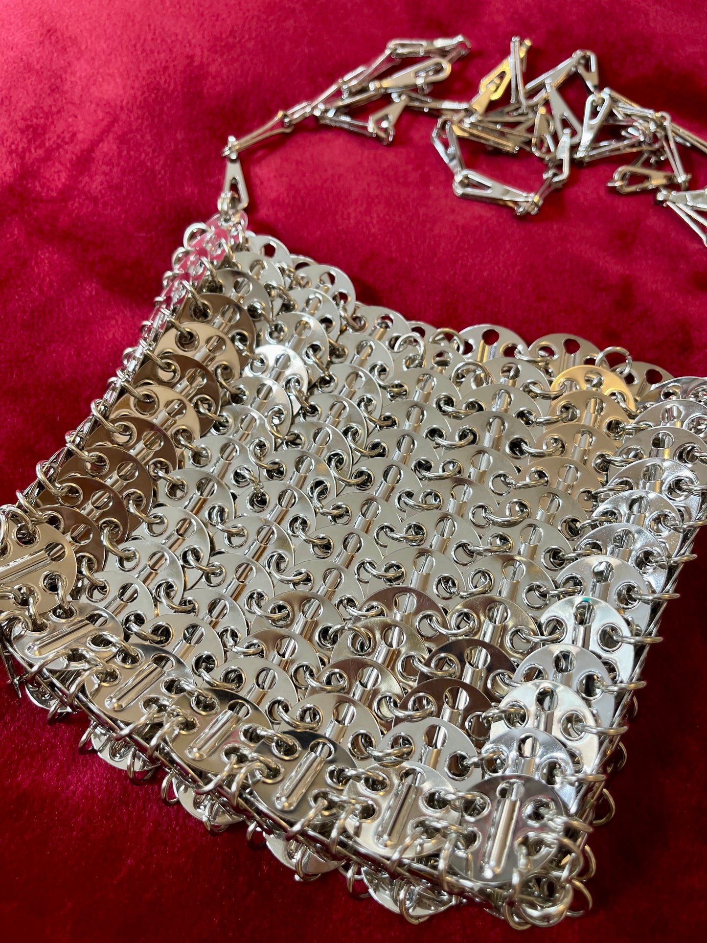 Silver Sparkle Design Mini Metal Bag Style Paco Rabanne