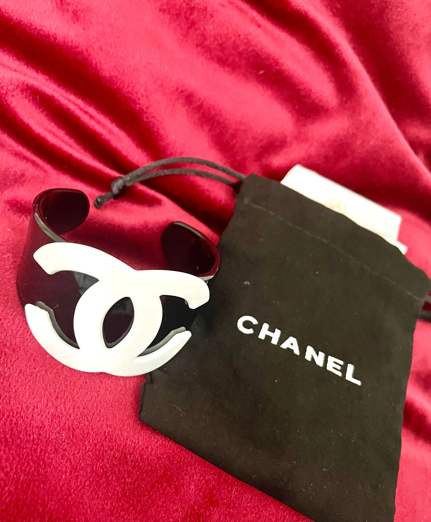 Plastic Chanel Monogram Cuff Bracelet