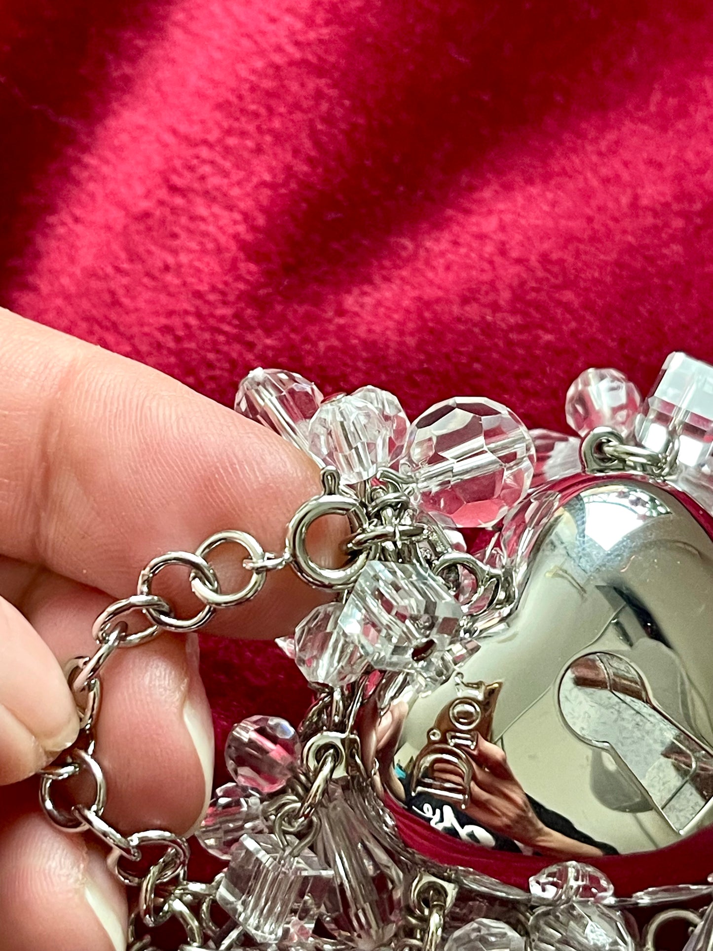 Charm para bolso con forma de corazón de plata de Dior, coleccionable vintage