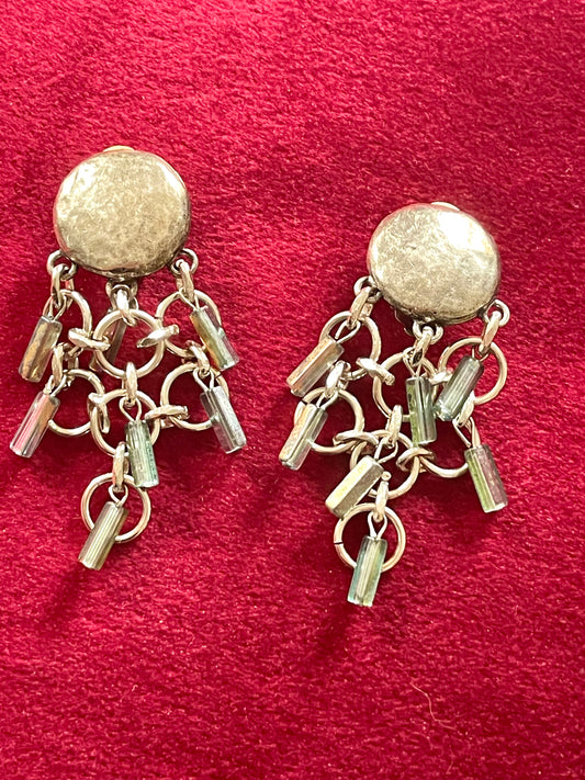 Vintage Paco Rabanne Old Silver Pearl Like Earrings