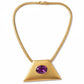 Geometric Pendant with purple center stone gold tone necklace from Yves Saint Laurent from the 70s