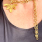 Chocker necklace Vintage 80’s Yves Saint Laurent Leaf Pendant authentic worn by model versatile adjustable design 