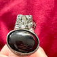 Anillo de metal gris oscuro con piedra negra Arty Vintage de Yves Saint Laurent