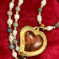 Vintage Yves Saint Laurent Rose Petal Heart Pendant Pearl Necklace