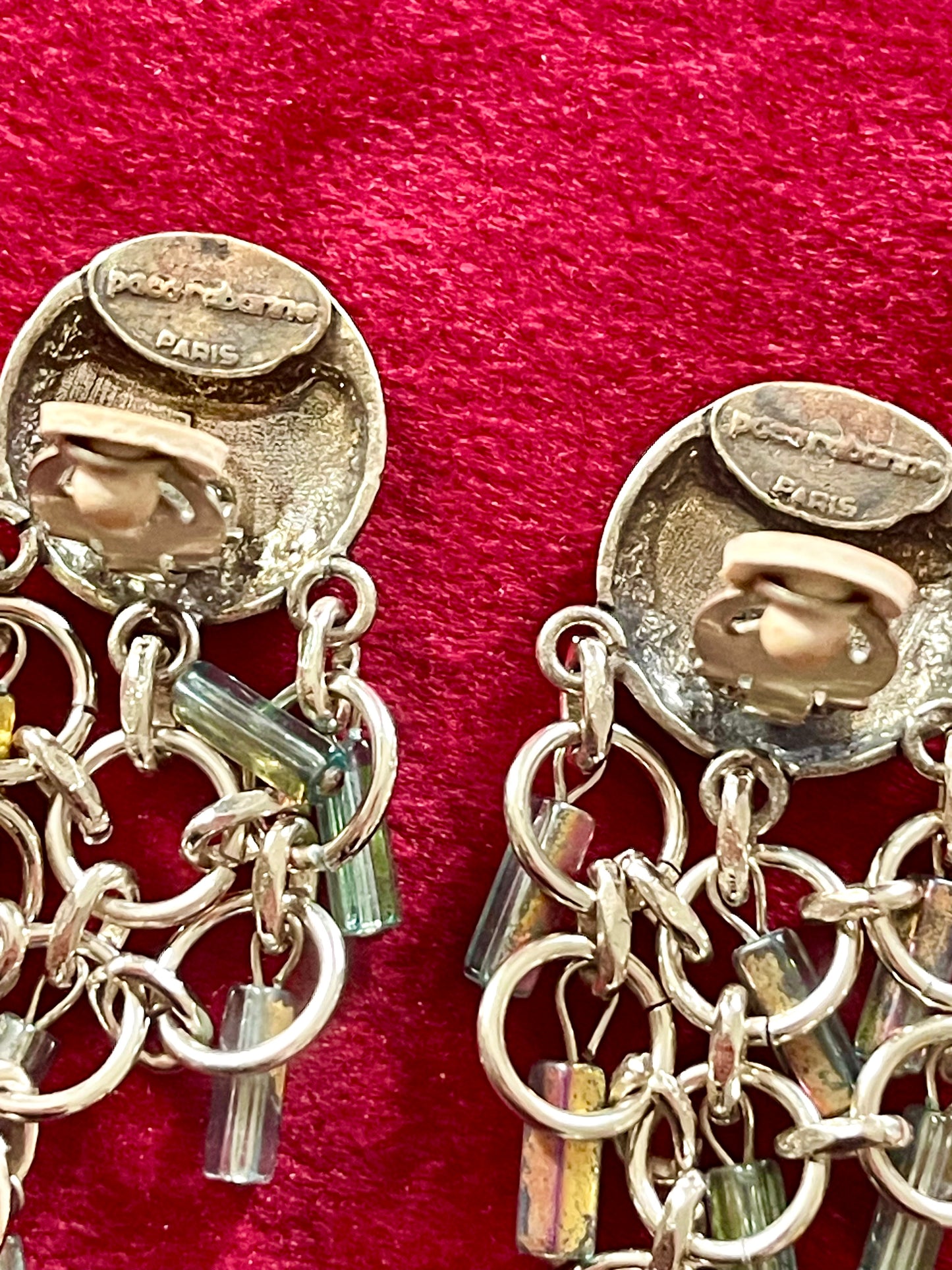 Pendientes vintage de plata vieja con efecto perla de Paco Rabanne