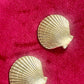 Luxurious Vintage Seashell Earrings – Golden Textured Finish, Collectible Design