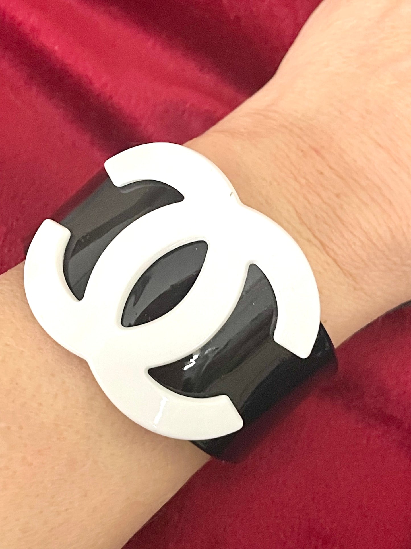 Plastic Chanel Monogram Cuff Bracelet