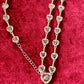 Long Silver Rhinestones Heart Necklace Bracelet Set