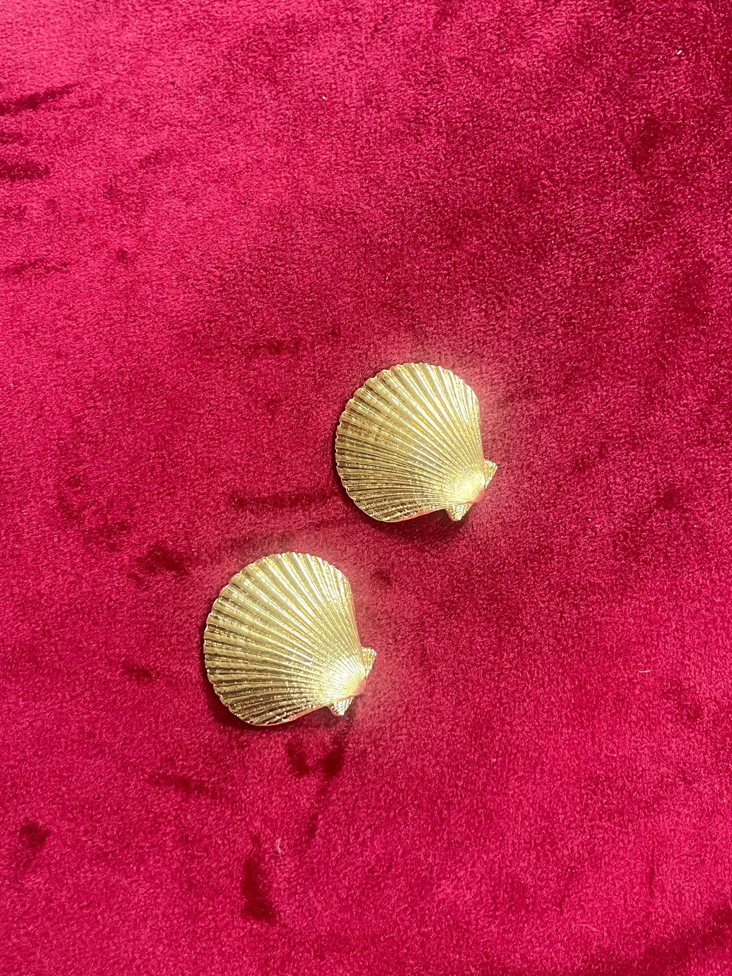 Luxurious Vintage Seashell Earrings – Golden Textured Finish, Collectible Design