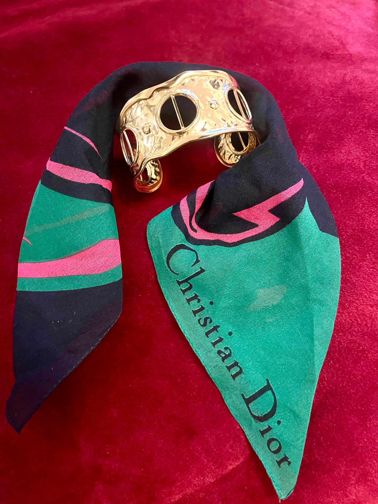 Christian Dior Vintage Scarf Gold Bracelet