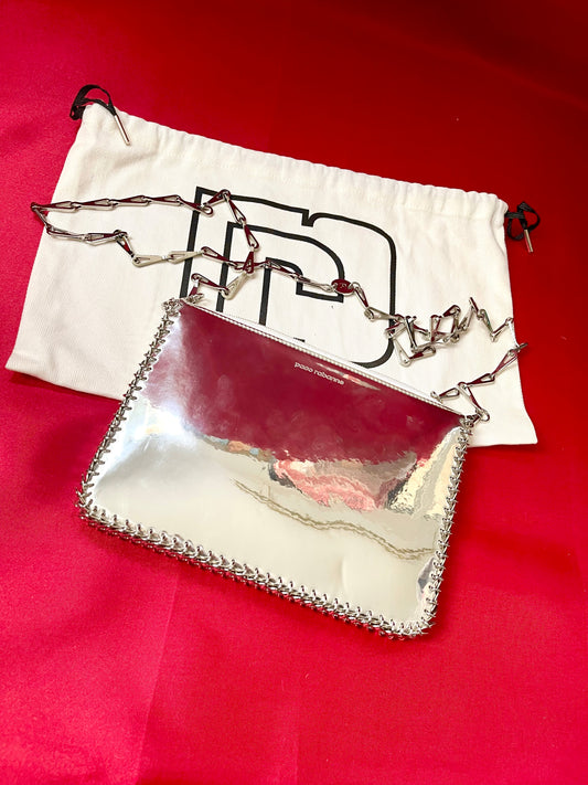 Paco Rabanne Leather Silver Mirror Chain Bag Elegant & Edgy