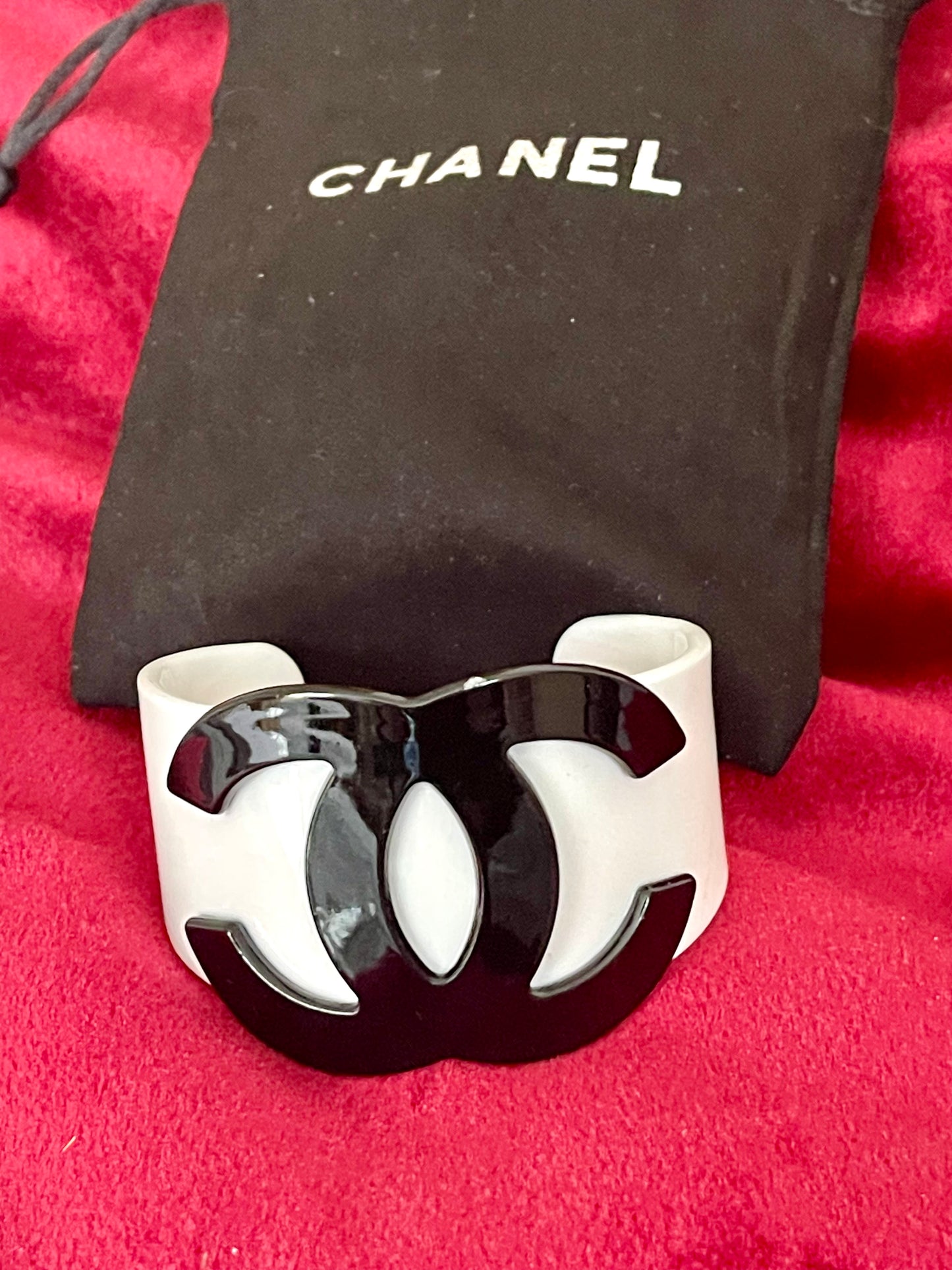 Plastic Chanel Monogram Cuff Bracelet