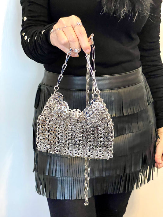 Mini sac en métal argenté Sparkle Design Style Paco Rabanne