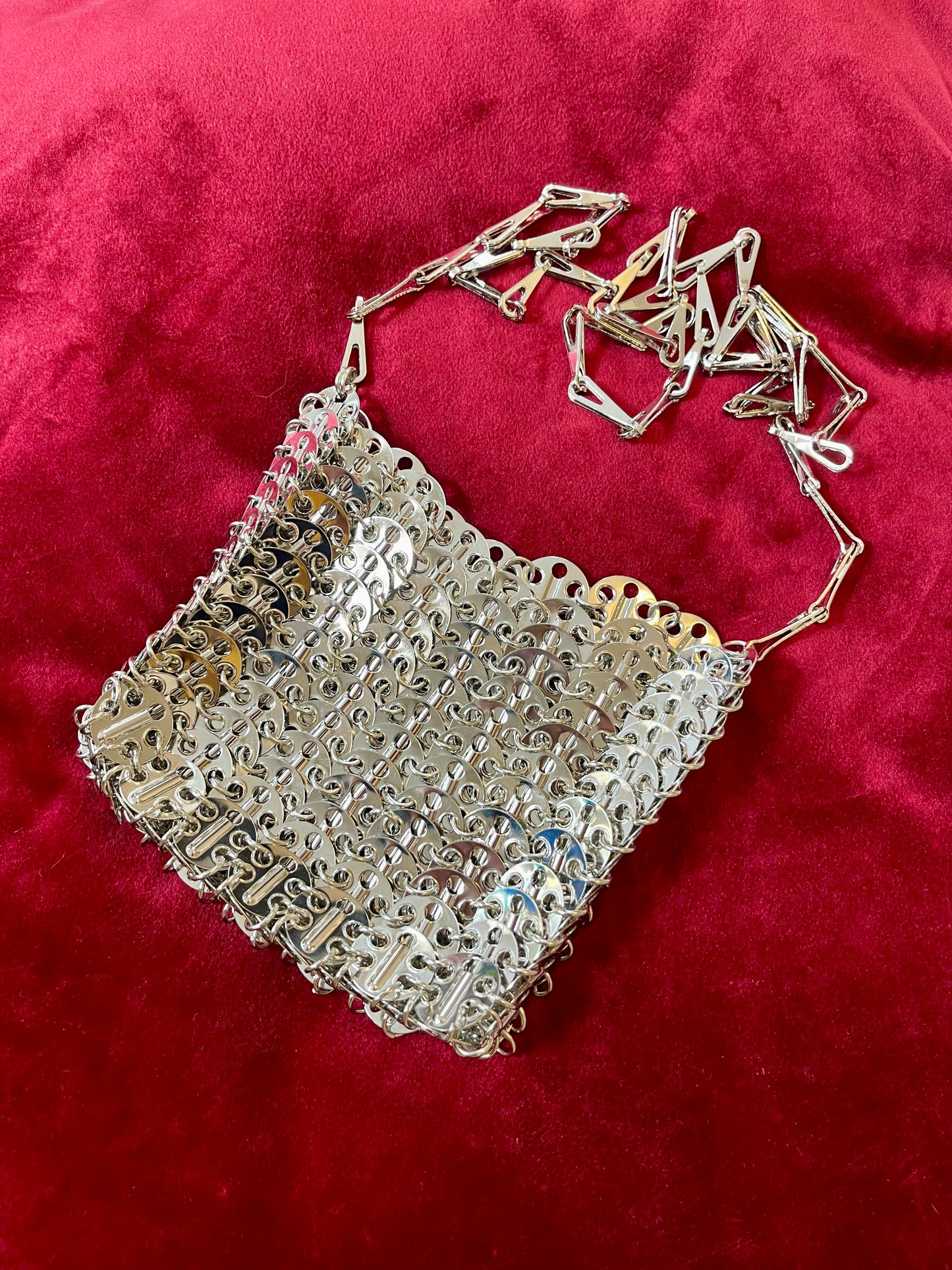 Silver Sparkle Design Mini Metal Bag Style Paco Rabanne