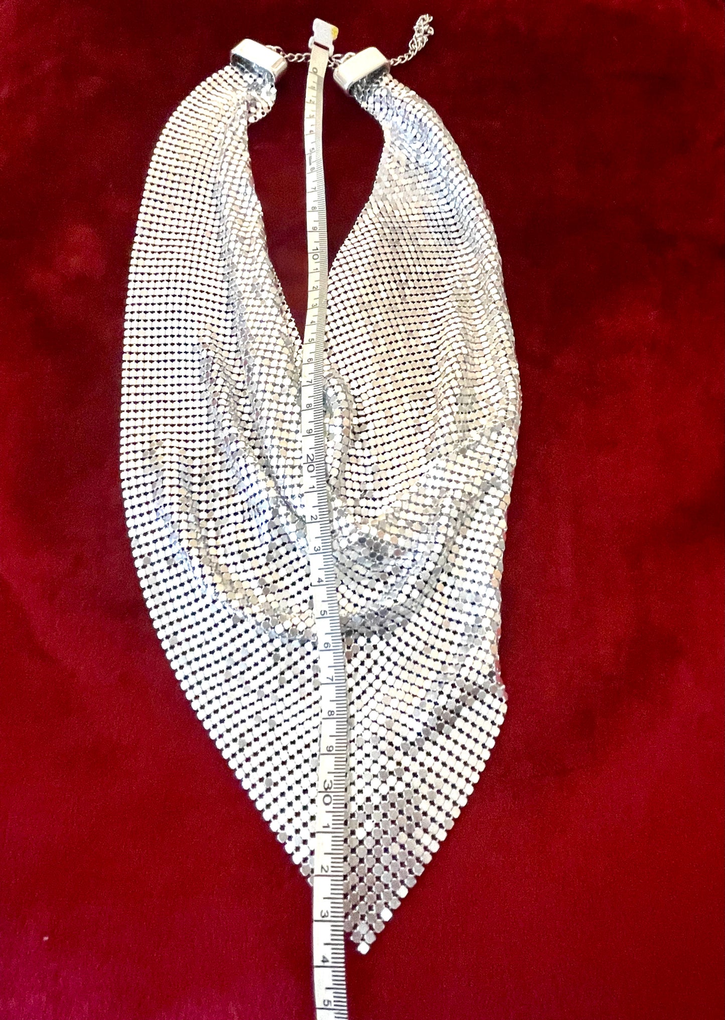 Silver Pixel Metal Scarf Necklace