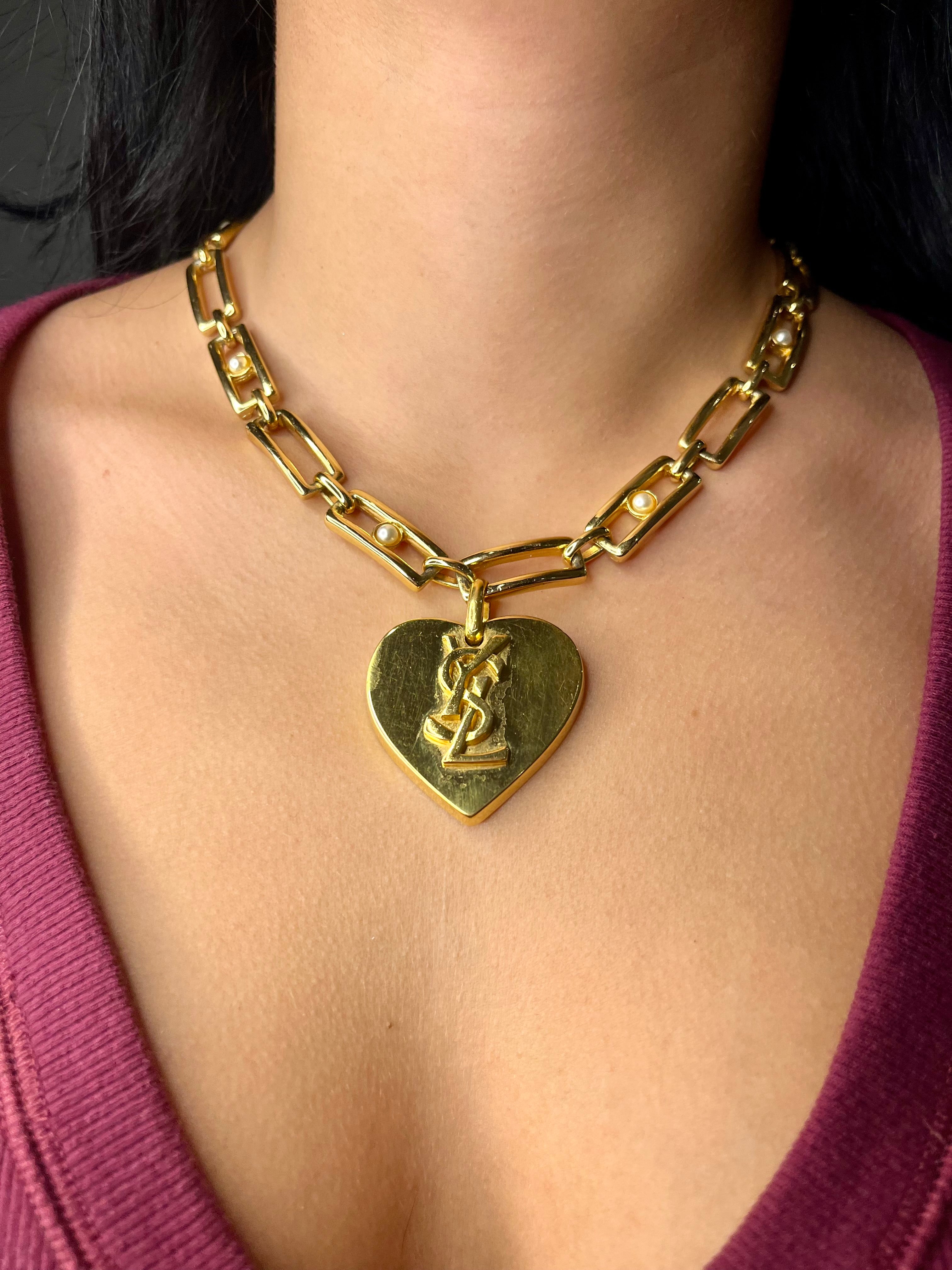 Vintage Yves Saint Laurent Authentic Heart Pendant Orena Necklace