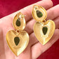 Boucles d'oreilles Tear Drop Gold &amp; Green Remake design vintage