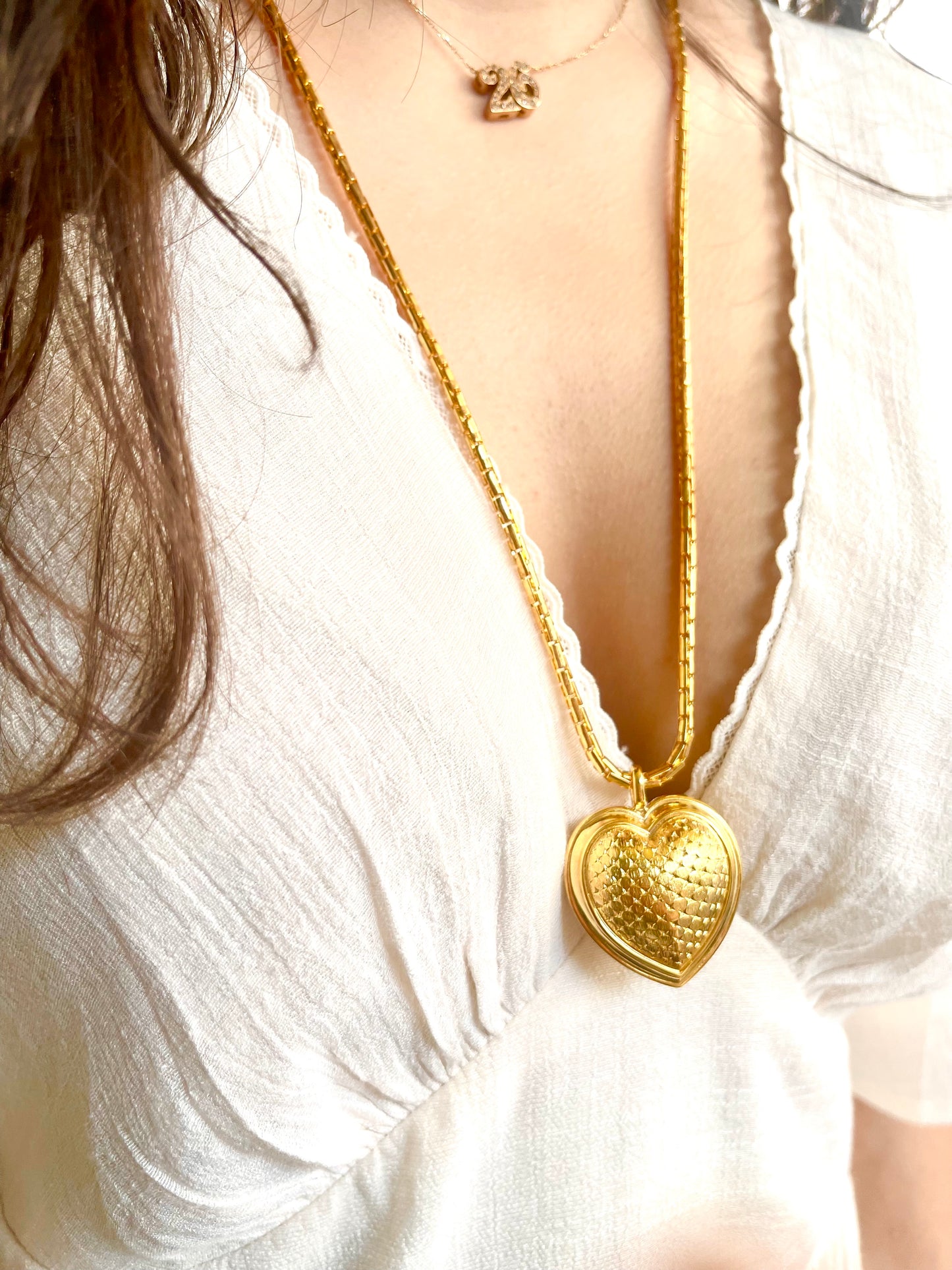 Vintage 80’s Refurbished 18K Gold Long Heart Pendant Dior Necklace