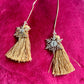 Yves Saint Laurent Signed Snowflake Charm Tassel Earrings – Gold Tone, Upcycled