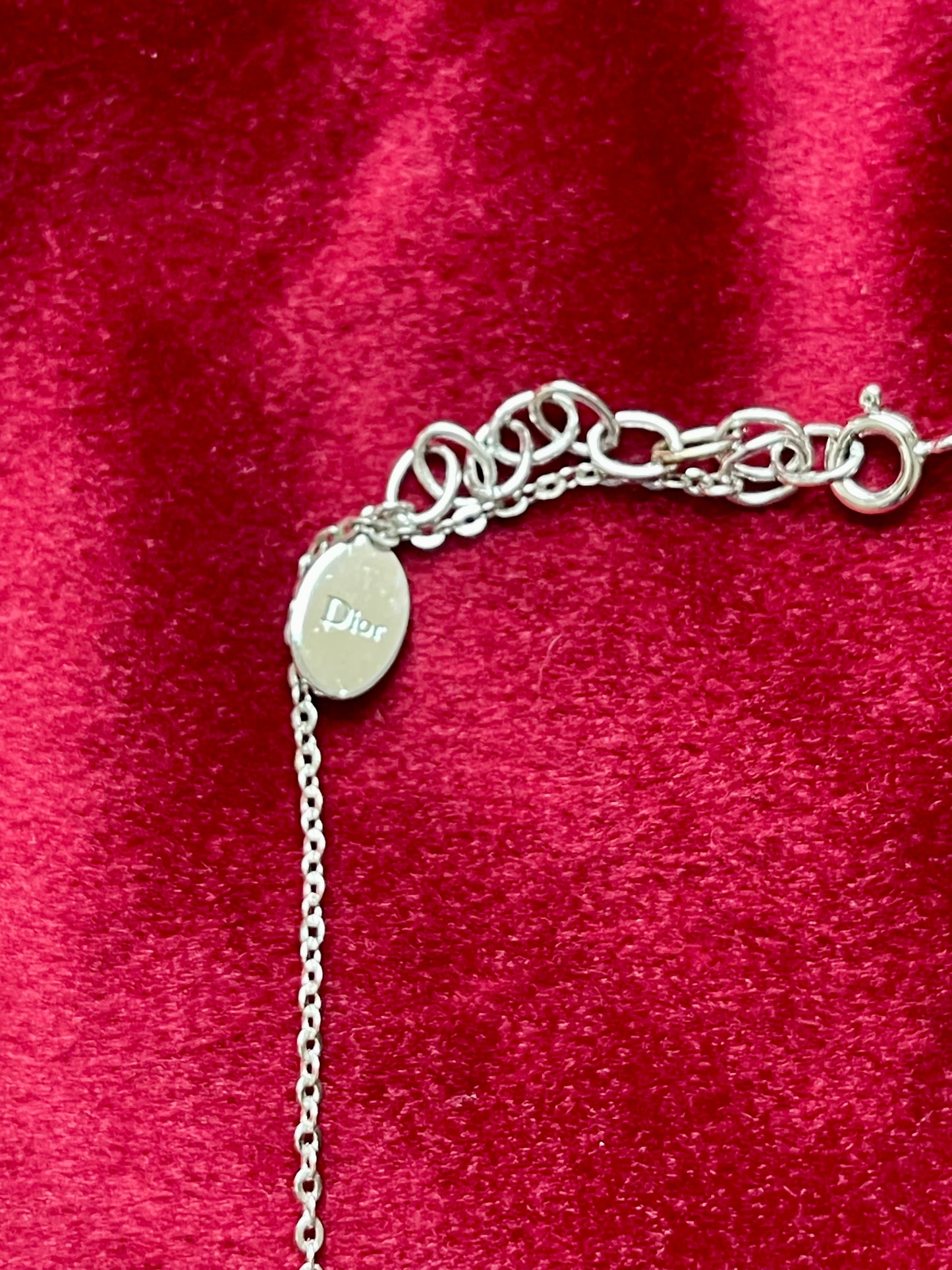 Short Vintage Dior Gourmet Necklace with Grey Enameled Letters