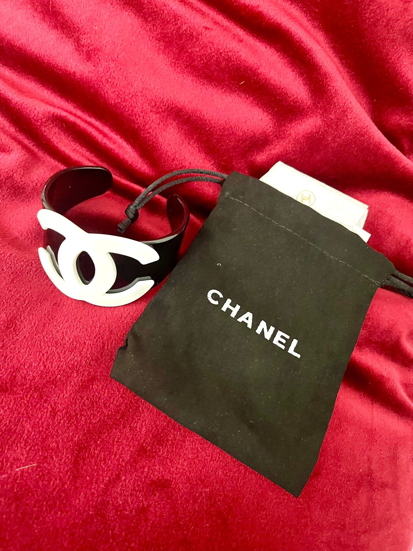 Plastic Chanel Monogram Cuff Bracelet