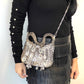 Large Metal Shoulder Bag Crystal Charms Brooches Style Paco Rabanne